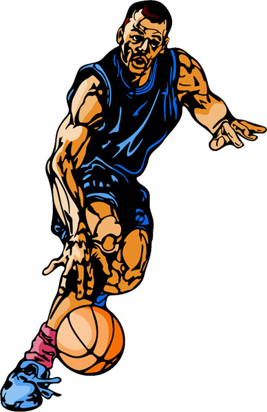 Basketball player full color sports sticker. Personalize on line. BASKETBALL_6C_39