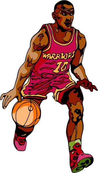 Basketball player full color sports sticker. Personalize on line. BASKETBALL_6C_40