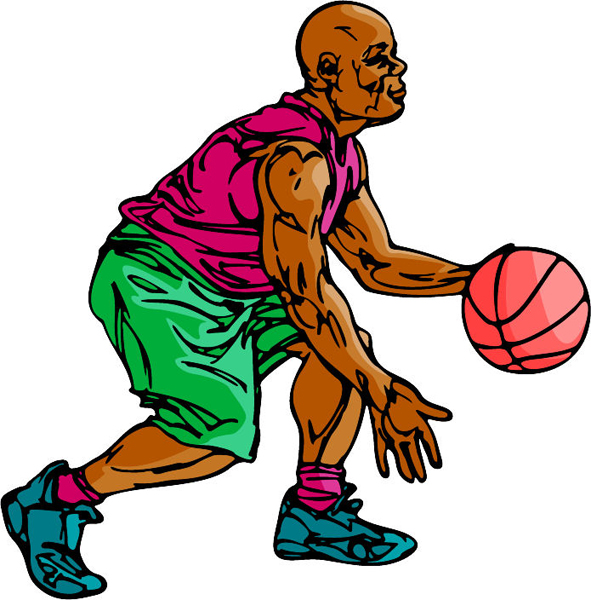 Basketball player action sports sticker in full color. Personalize on line. BASKETBALL_6C_43