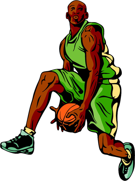 Basketball action sports sticker in color. Personalize on line. BASKETBALL_6C_46