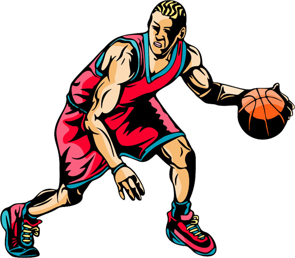 Basketball player full color sports sticker. Customize on line. BASKETBALL_6C_47