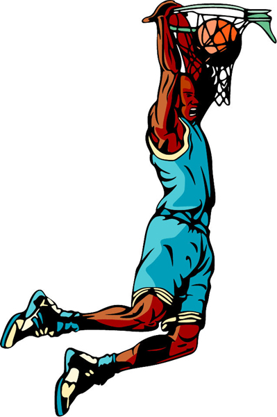 Basketball action color sports decal. Customize on line. BASKETBALL_6C_49