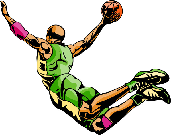 Basketball action sports decal. Personalize on line. BASKETBALL_6C_51