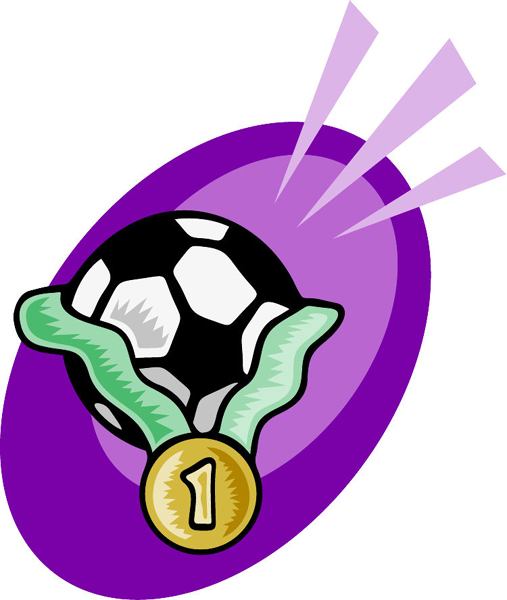 Soccer ball with medal full color sports decal. Customize on line. ESPORTS_37