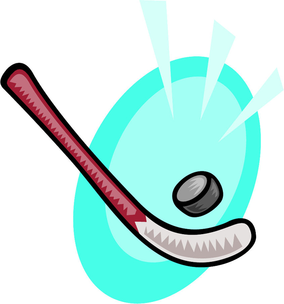 Hockey stick and puck full color action sports decal. Customize on line. ESPORTS_85