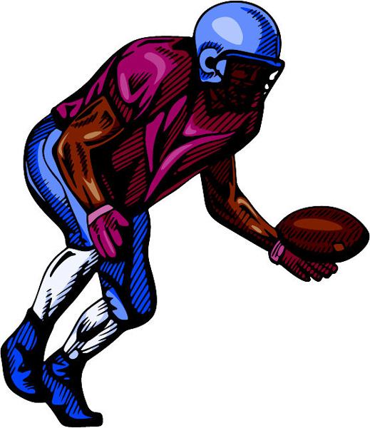 Football player full color action sports decal. Customize on line. FOOTBALL_4C_00