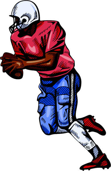 Football player running with the ball color sticker. Personalize on line. FOOTBALL_4C_01