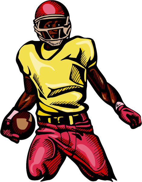 Football player action sports sticker in full color. Customize on line. FOOTBALL_4C_07