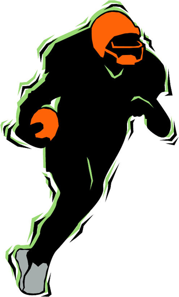 Football player action full color sports decal. Customize on line. FOOTBALL_4C_11