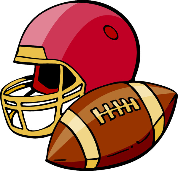 Football and helmet full color sports sticker. Personalize on line. FOOTBALL_4C_30