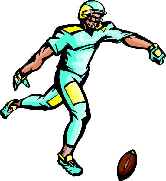 Football player action full color sports sticker. Personalize on line. FOOTBALL_5C_03