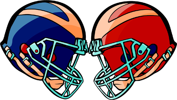 Football helmets full color sports sticker. Personalize on line. FOOTBALL_5C_10