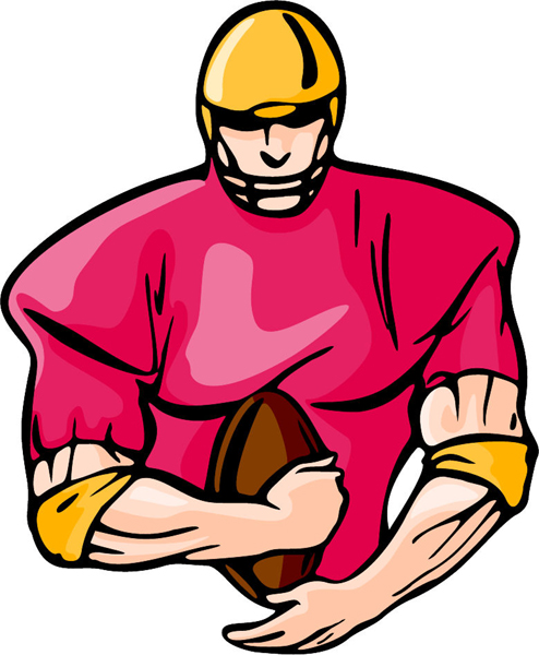 Football player carrying the ball full color sports sticker. Own it! FOOTBALL_5C_28