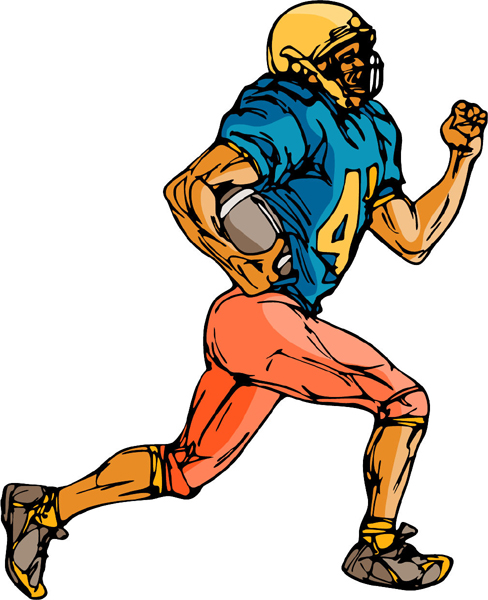 Football player action color sports decal. Make it yours! FOOTBALL_6C_01