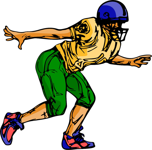 Football action player full color sports sticker. Personalize on line. FOOTBALL_6C_03