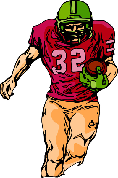 Football action sports full color decal. Personalize on line. FOOTBALL_6C_06