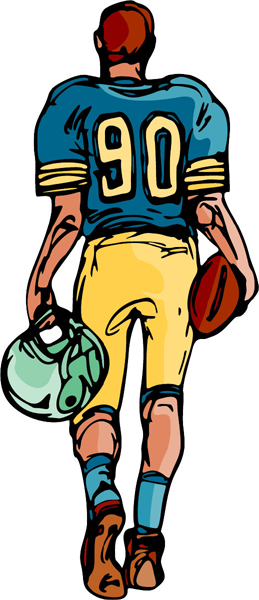 Football player full color sports decal. Make it yours. FOOTBALL_6C_08