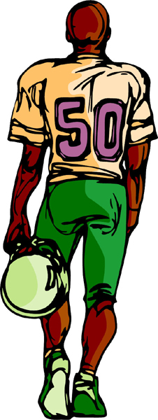 Football player full color sports sticker. Personalize on line. FOOTBALL_6C_15