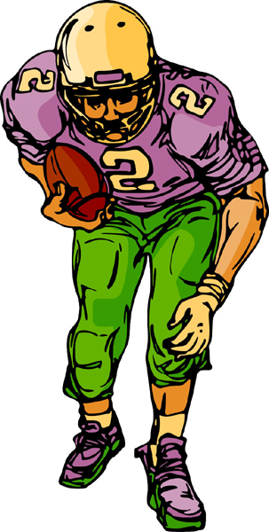 Football player full color sports sticker. Personalize on line. FOOTBALL_6C_18