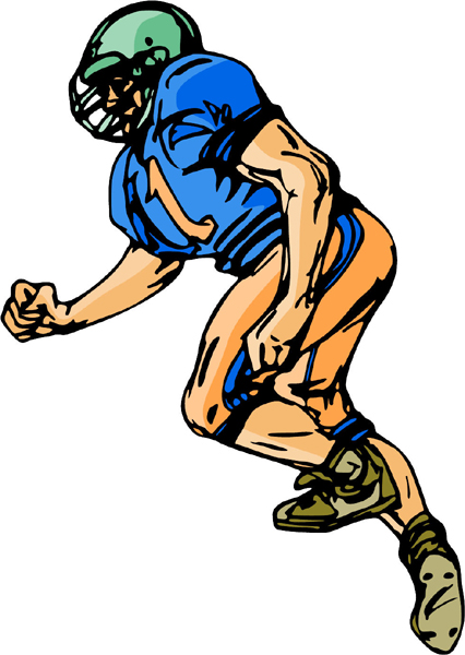 Football player full color sports sticker. Customize on line. FOOTBALL_6C_19