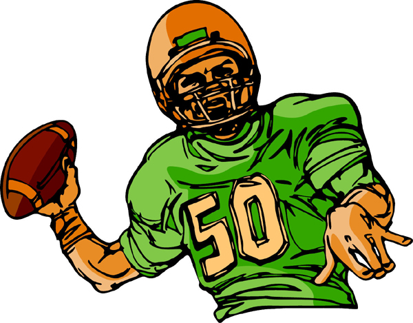 Football action sports decal in color. Personalize on line. FOOTBALL_6C_21