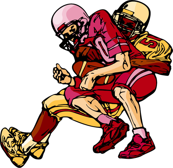 Football action full color sports sticker. Customize on line. FOOTBALL_6C_25