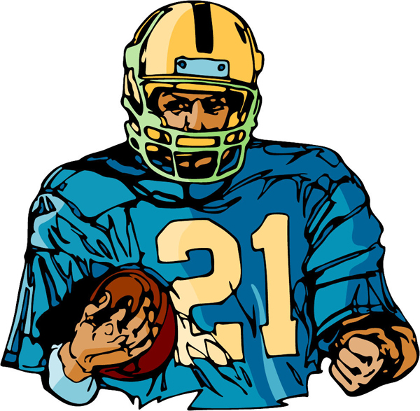 Football action full color sports sticker. Personalize on line. FOOTBALL_6C_27