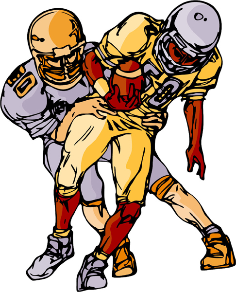 Football action full color sports sticker. Personalize on line. FOOTBALL_6C_28