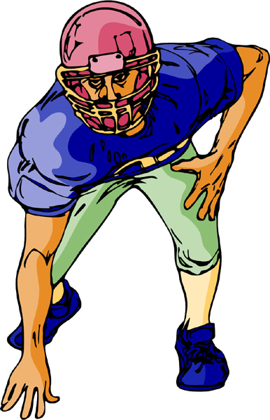 Football player full color action sports decal. Personalize on line. FOOTBALL_6C_29