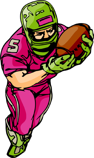 Football player in action full color sports decal. Personalize on line. FOOTBALL_6C_34