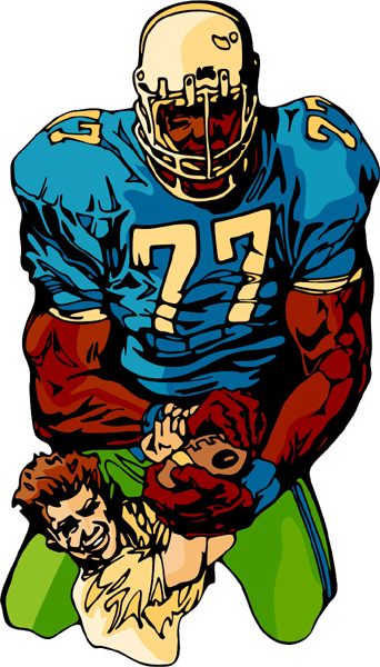 Football player full color sports decal. Personalize on line. FOOTBALL_6C_35