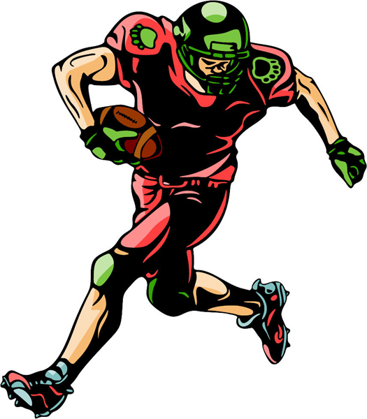 Football action runner full color sports sticker. Customize on line. FOOTBALL_6C_43
