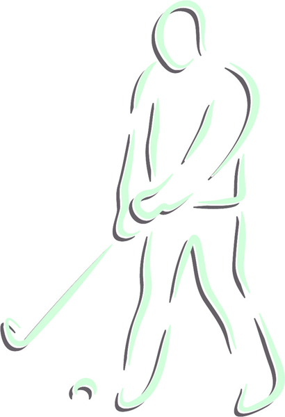 Golfing color action sports decal. Customize on line. GOLF_2C_22