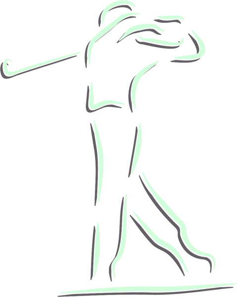 Golf swing color sports decal. Personalize on line. GOLF_2C_38