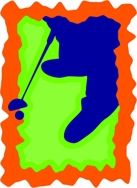 Golfing action sports decal in color. Customize on line. GOLF_3C_07
