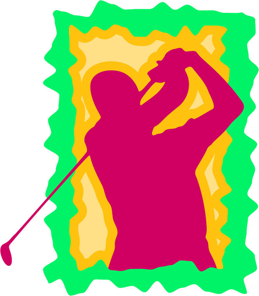 Golfing color action sports decal. Personalize on line. GOLF_3C_12