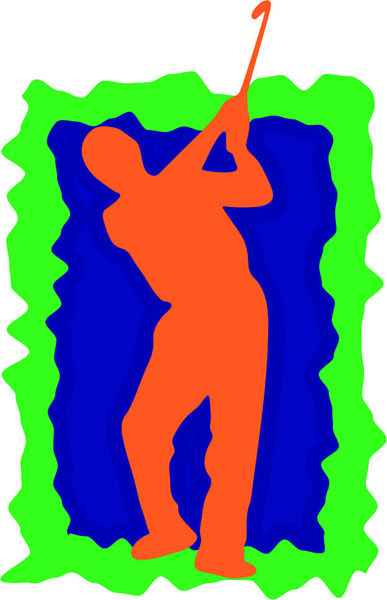 Golfing color action sports decal. Customize on line. GOLF_3C_14