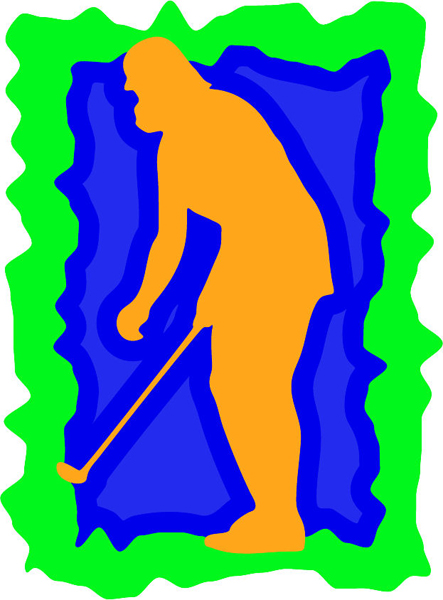 Golfing color action sports sticker. Customize on line. GOLF_3C_15
