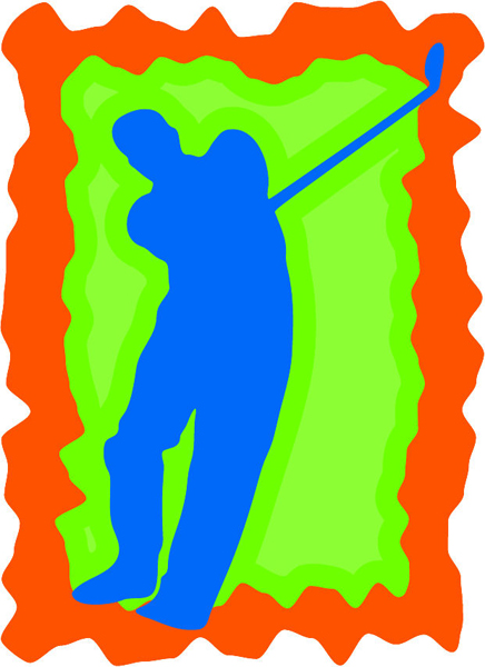 Golfing action full color sports sticker. Customize on line. GOLF_3C_16
