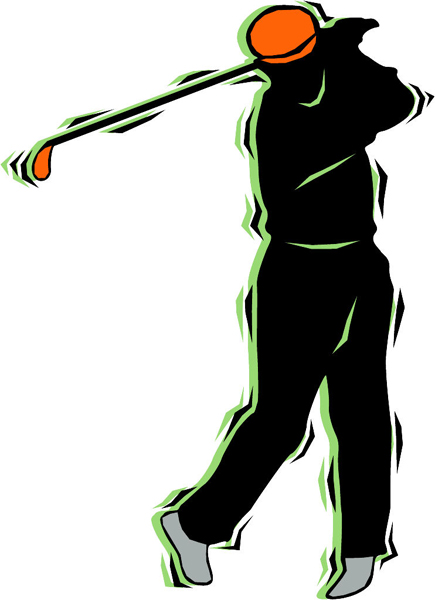 Golfer's swing action sports decal. Make it personal. GOLF_4C_11