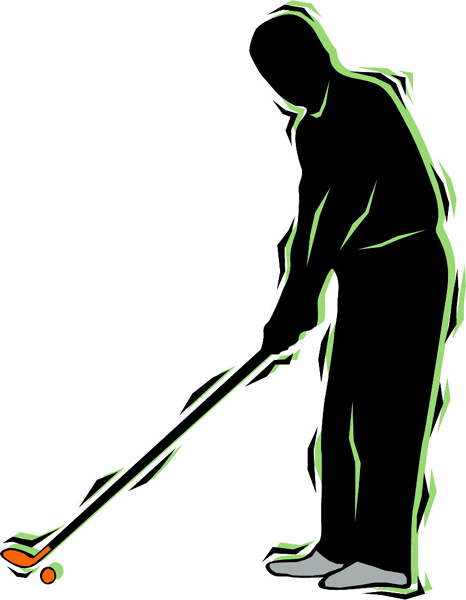 Golfing action color sports sticker. Customize on line. GOLF_4C_13