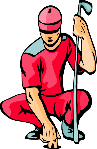 Golf player full color sports sticker. Personalize on line. GOLF_4C_20