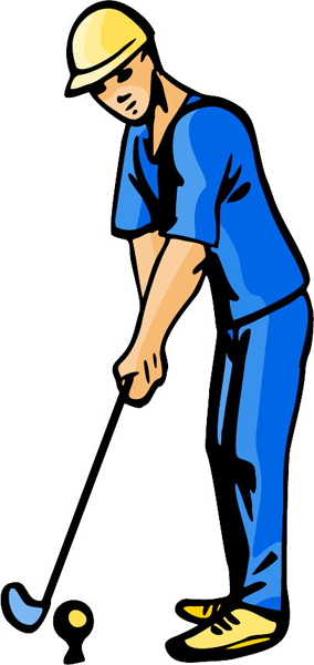 Golfer in action full color sports sticker. Customize as you order. GOLF_4C_22