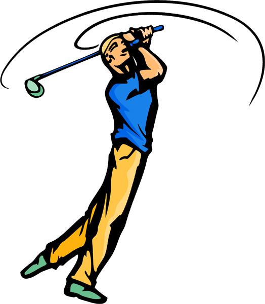 Golfer's swing full color sports decal. Customize on line. GOLF_5C_05