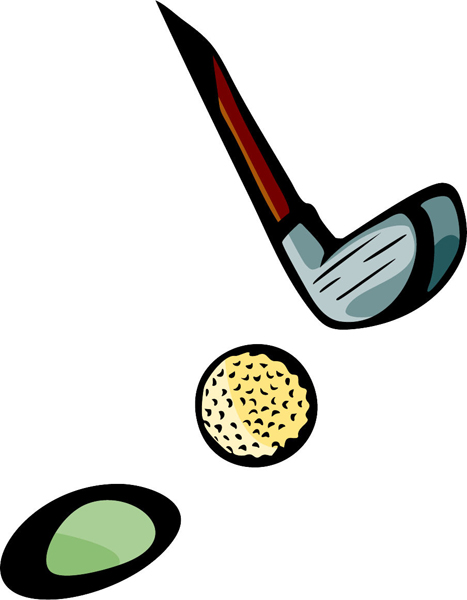 Golf club and ball full color sports sticker. Personalize on line. GOLF_5C_07
