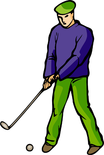 Golfer full color action sports sticker. Personalize as you order. GOLF_5C_25