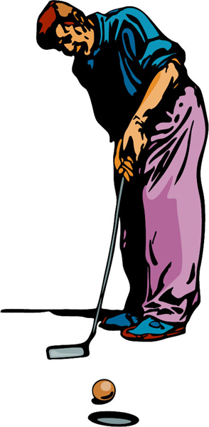 Golfer in action full color sports sticker. Customize on line. GOLF_6C_17