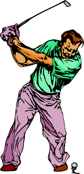 Golf swing full color action sports decal. Make it personal. GOLF_6C_21