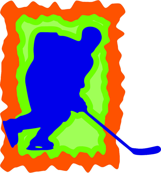 Hockey player in action full color sports decal. Personalize on line. HOCKEY_3C_01