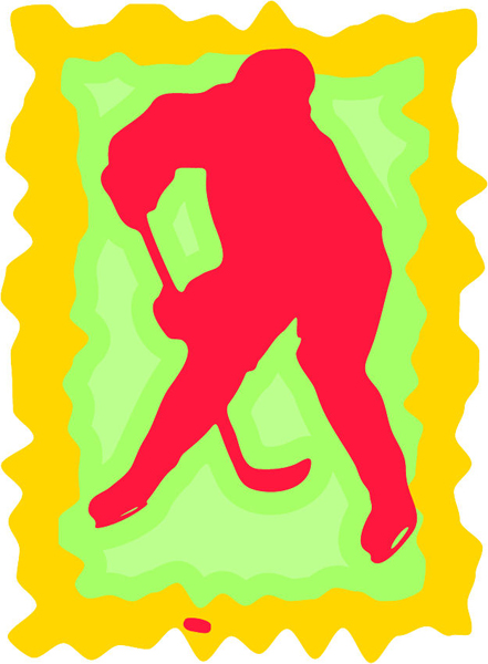 Hockey action full color sports sticker. Customize on line. HOCKEY_3C_03